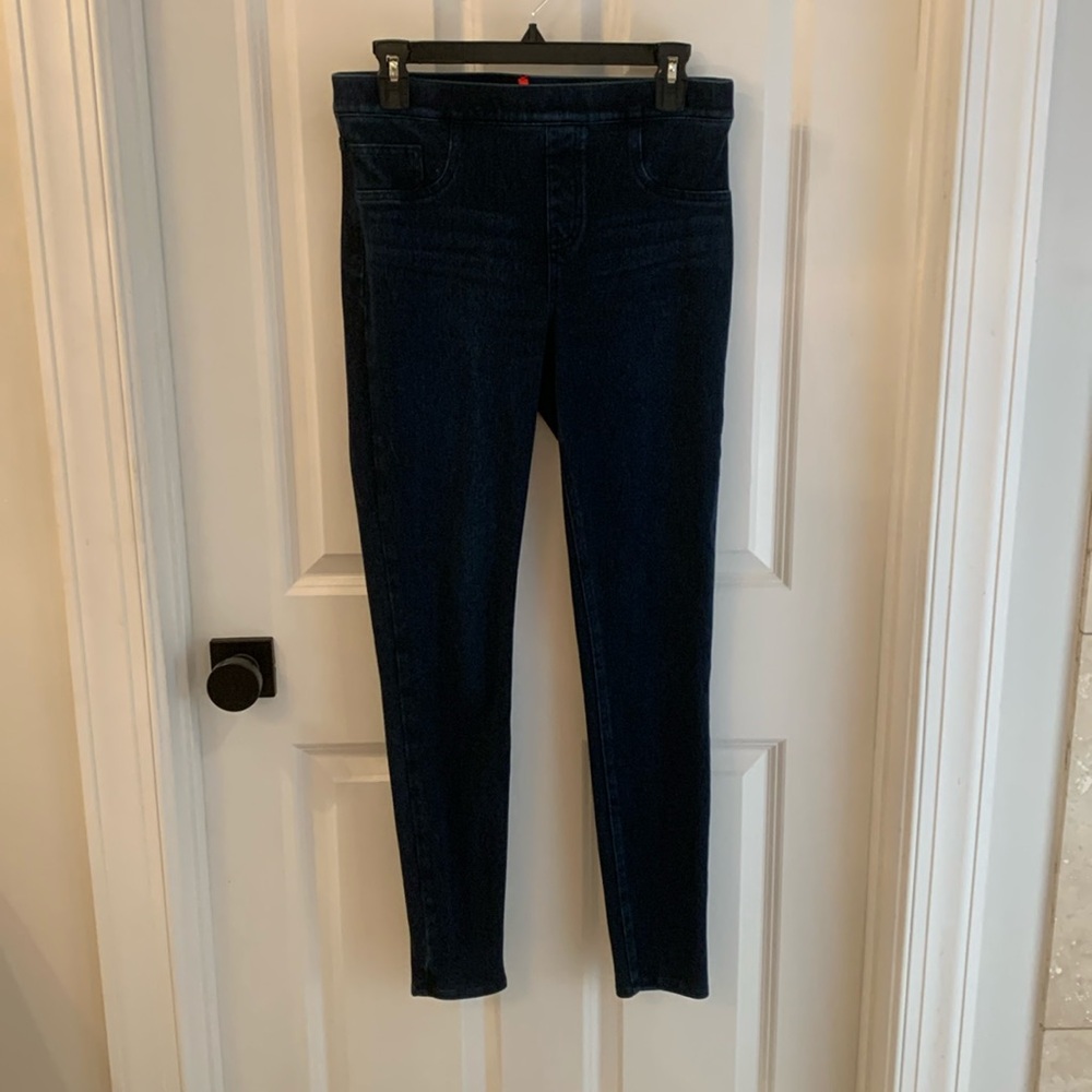 Dark blue Spanx size M jean jeggings.